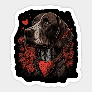 Pointer dog valentine's day Sticker